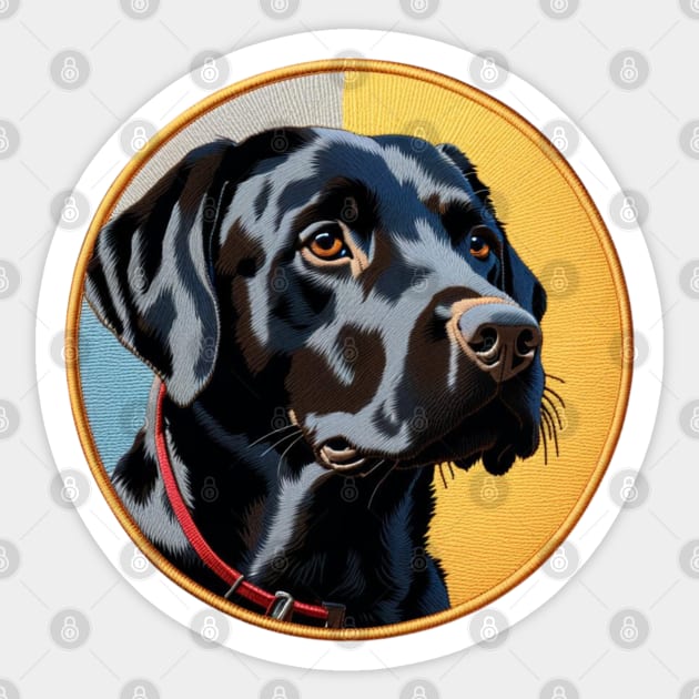 Black Lab Embroidered Patch Sticker by Xie